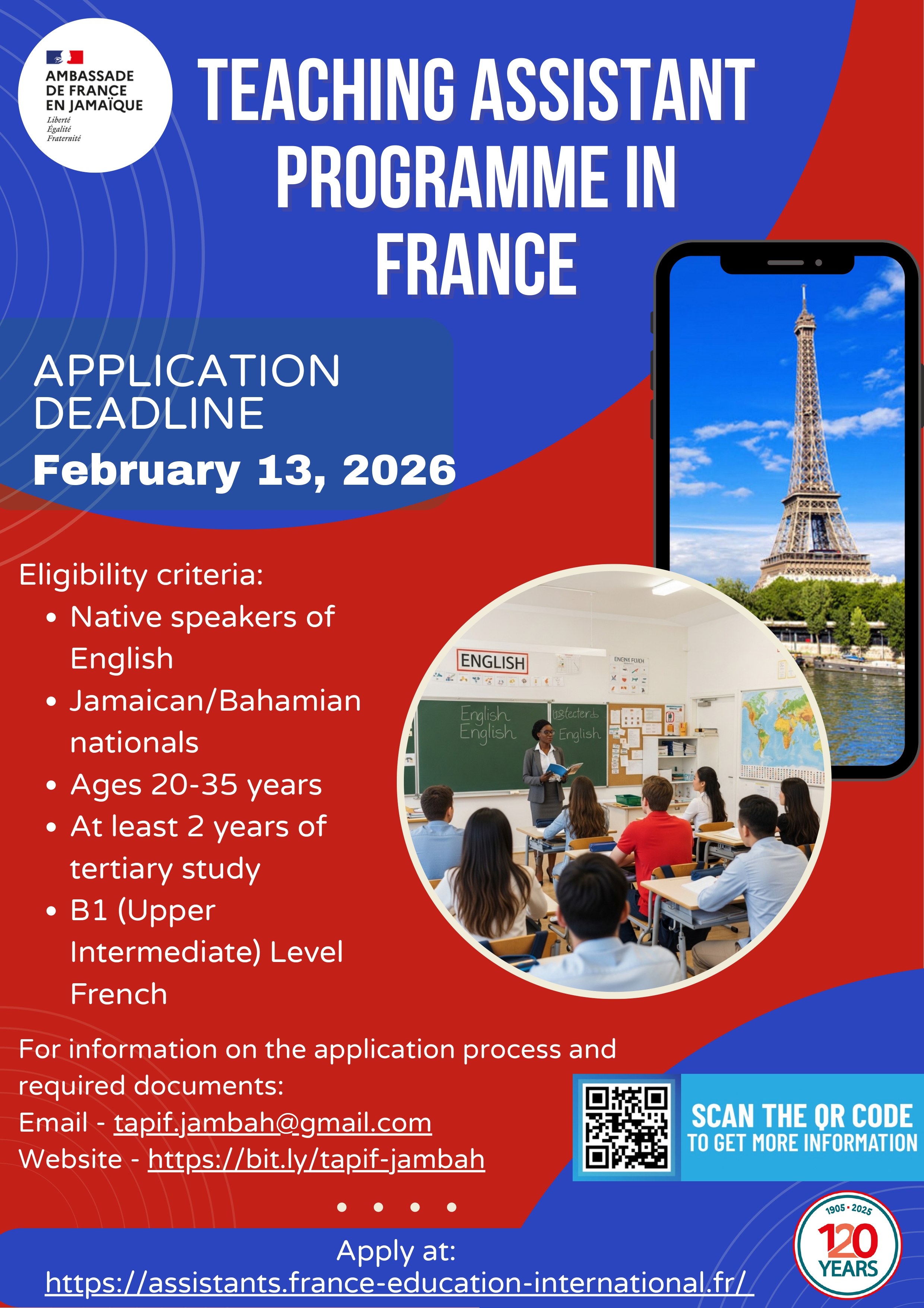 Teaching Assistants Programme in France (TAPIF)&nbsp;2026-2027